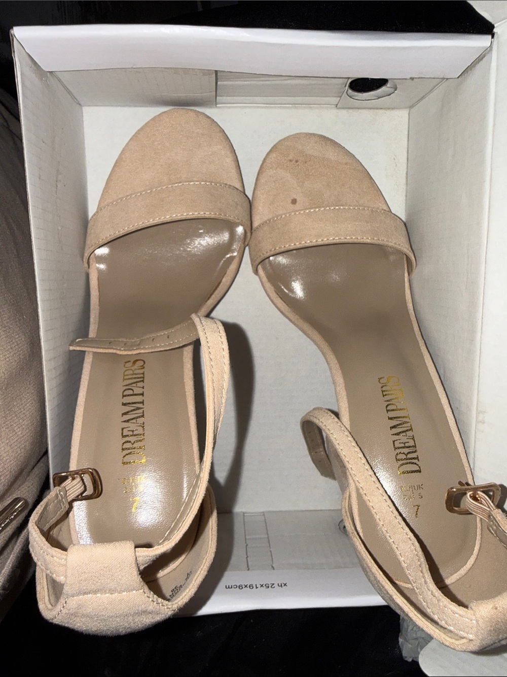 Dream Pairs Beige Open-Toe Ankle Strap Heels